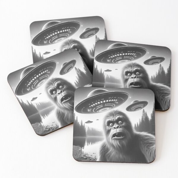 Item preview, Funny bigfoot sasquatch ufo selfie designed and sold by TomFrontierArt.