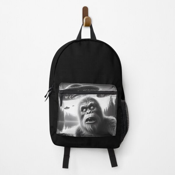 Item preview, Funny bigfoot sasquatch ufo selfie designed and sold by TomFrontierArt.