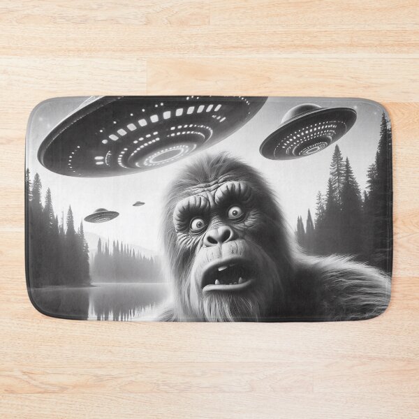 Item preview, Funny bigfoot sasquatch ufo selfie designed and sold by TomFrontierArt.