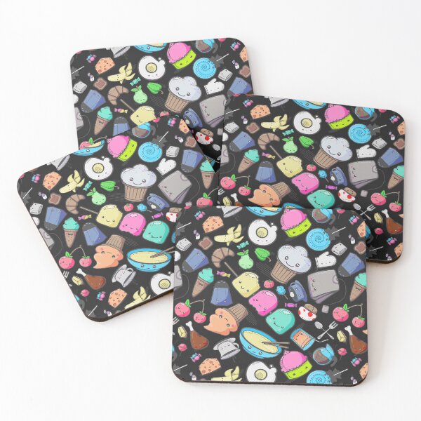 Item preview, Kawaii Cute Food Pattern Black Rainbow designed and sold by Jarrod Vandenberg.