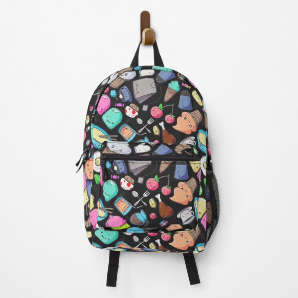 Item preview, Kawaii Cute Food Pattern Black Rainbow designed and sold by Jarrod Vandenberg.
