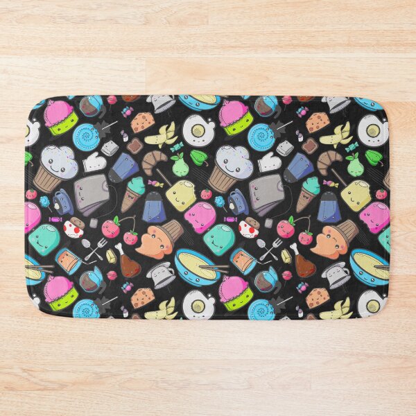 Item preview, Kawaii Cute Food Pattern Black Rainbow designed and sold by Jarrod Vandenberg.
