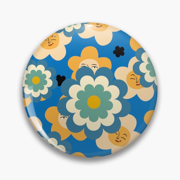 Item preview, Smiling flowers retro pattern designed and sold by BigfeetLittlepaws.
