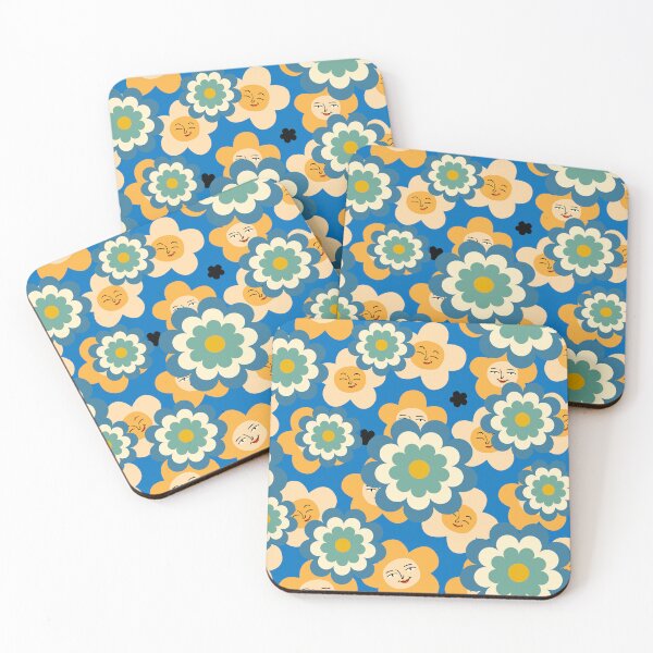 Item preview, Smiling flowers retro pattern designed and sold by BritishDelights.