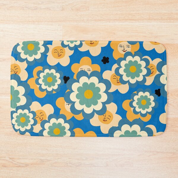 Item preview, Smiling flowers retro pattern designed and sold by BigfeetLittlepaws.
