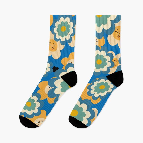 Item preview, Smiling flowers retro pattern designed and sold by BritishDelights.