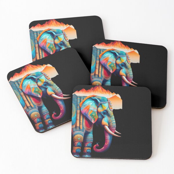Item preview, The mountain and colorful elephant side view designed and sold by Ann Miu Deluxe.