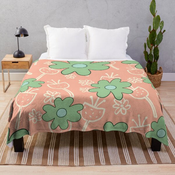 Item preview, Funky retro flower peach pattern designed and sold by BritishDelights.