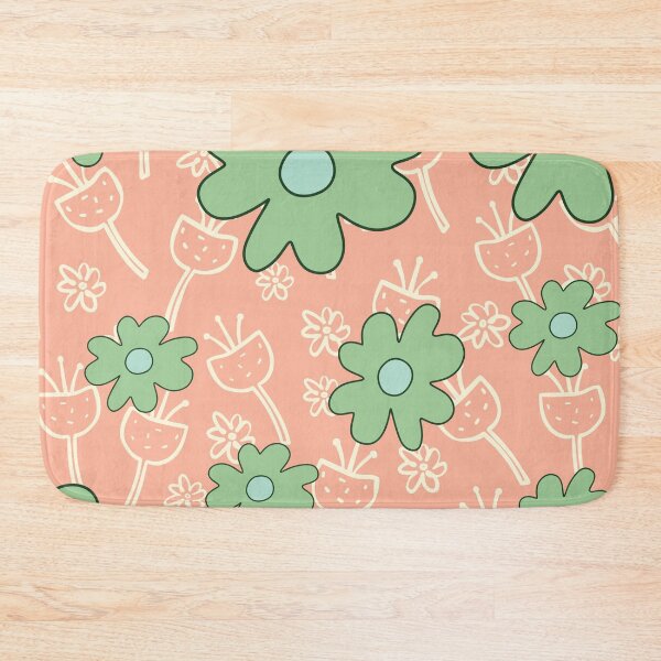 Item preview, Funky retro flower peach pattern designed and sold by BritishDelights.