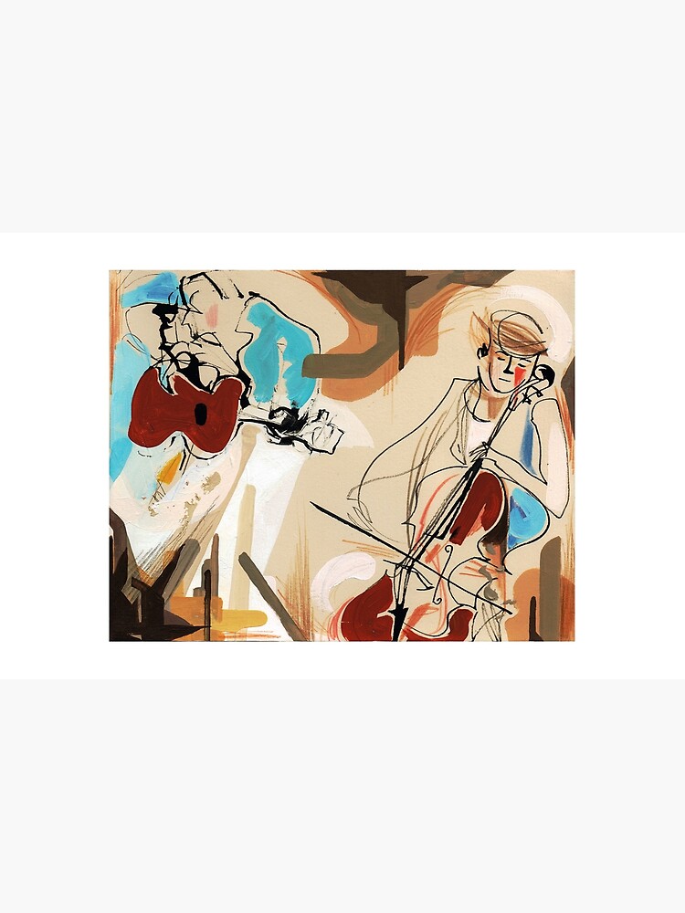 Cello and Guitar Player Musicians Painting Drawing by CatarinaGarcia