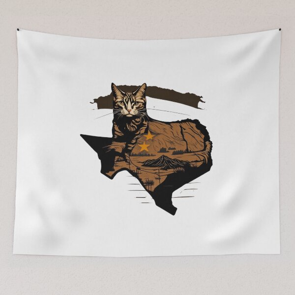 Item preview, Texas cat on the map of the united states designed and sold by BlueGoldArt.