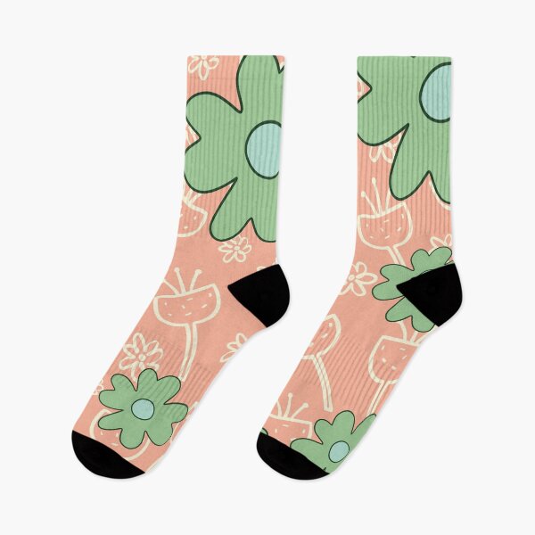 Item preview, Funky retro flower peach pattern designed and sold by BritishDelights.