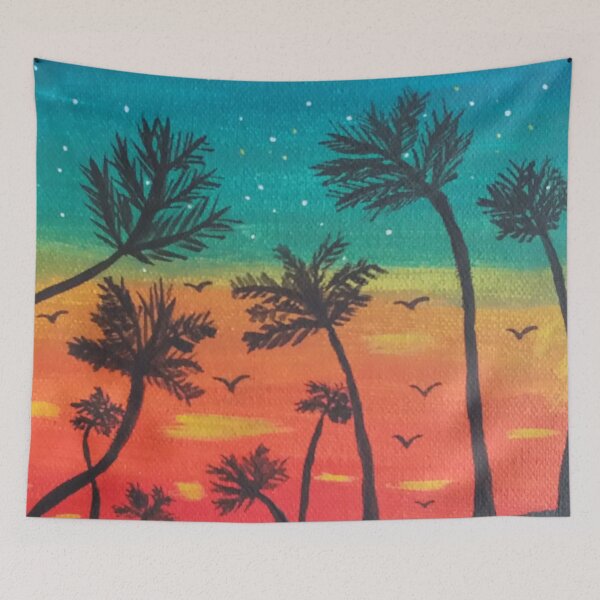 Artikelvorschau, Sonnenuntergang in der Palmenmalerei entworfen und verkauft von MirucaDesign.