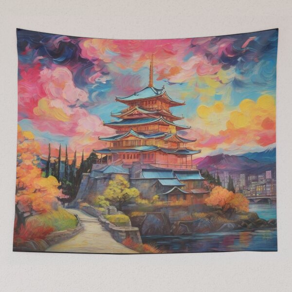 Item preview, Kyoto Castle - Neon Days - In the style of Van Gogh designed and sold by TheHappyK.