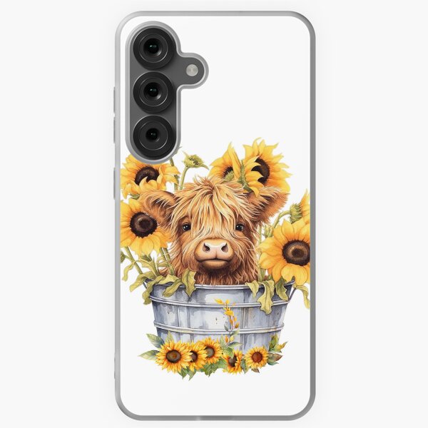 Aperçu de l'œuvre jolie vache des Highlands dans un seau de tournesol créée et vendue par Winarts.