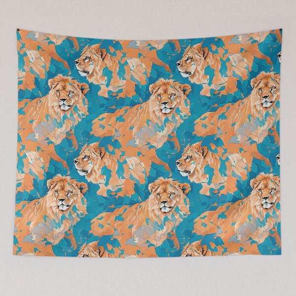 Item preview, Seamless Pattern lion oil paint designed and sold by UsDesignsArt.