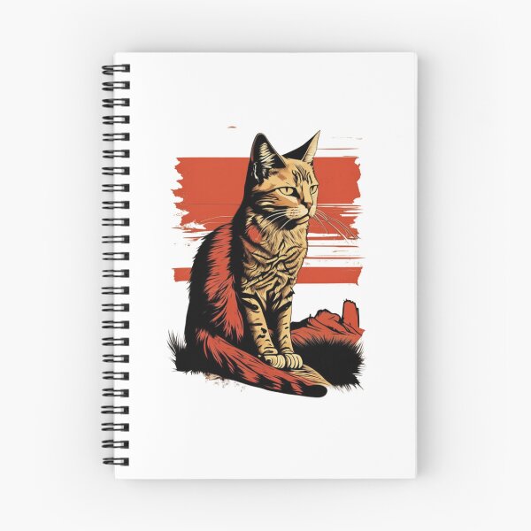 Item preview, Focused cat sitting on vibrant red background, looking designed and sold by BlueGoldArt.