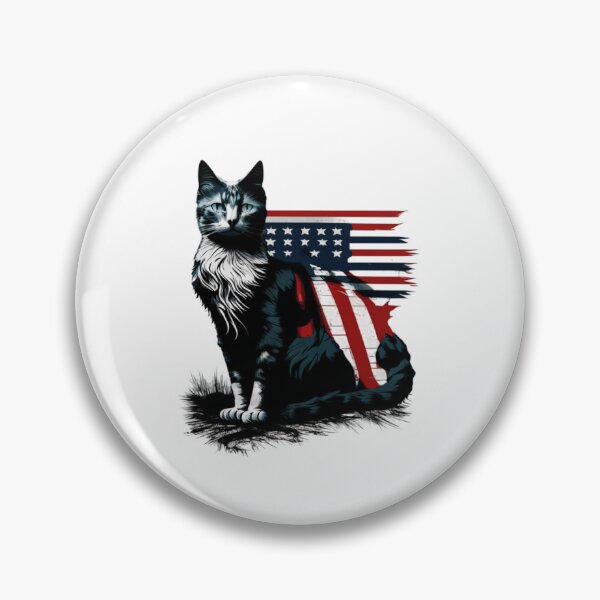 Item preview, Patriotic cat with flag black red white designed and sold by BlueGoldArt.
