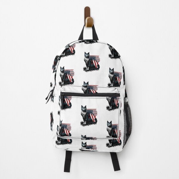 Item preview, Patriotic cat with flag black red white designed and sold by BlueGoldArt.
