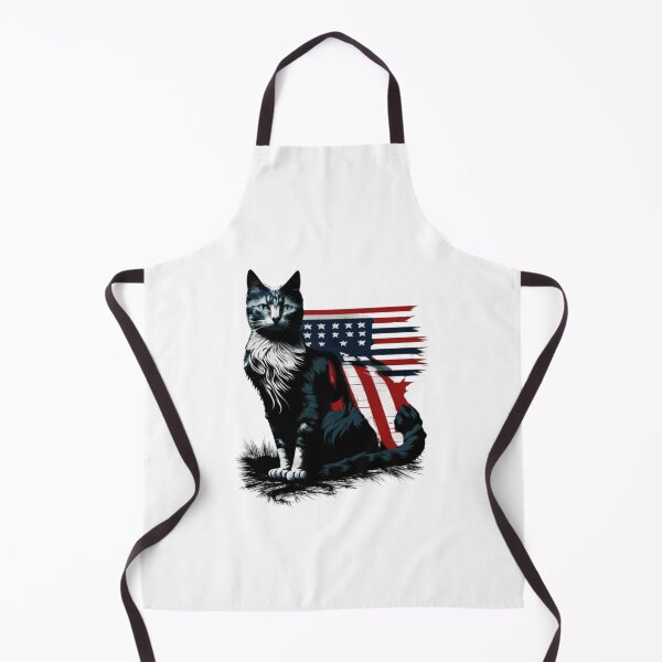 Item preview, Patriotic cat with flag black red white designed and sold by BlueGoldArt.