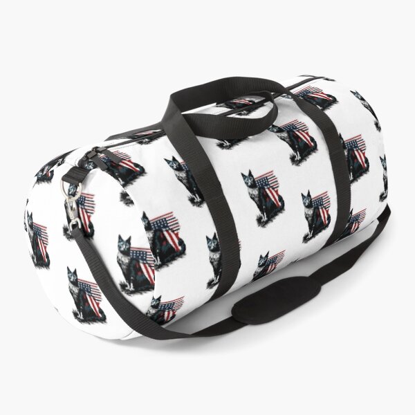 Item preview, Patriotic cat with flag black red white designed and sold by BlueGoldArt.