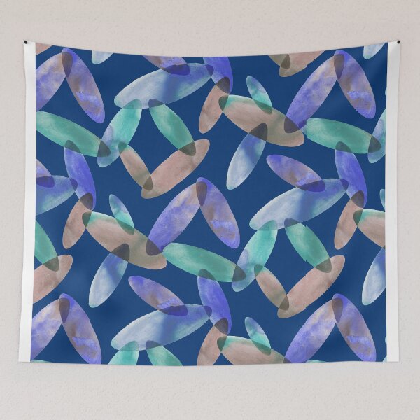 Item preview, Oval shape watercolor blue designed and sold by Alessandro Remo Mazzoni Remotextiles.