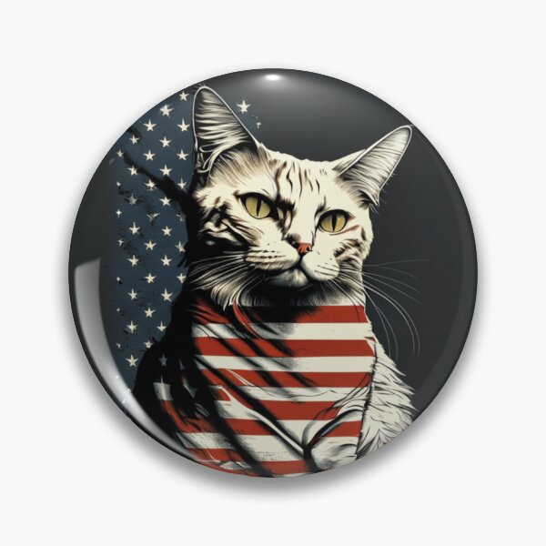 Item preview, Patriotic feline cat with black red white flag designed and sold by BlueGoldArt.