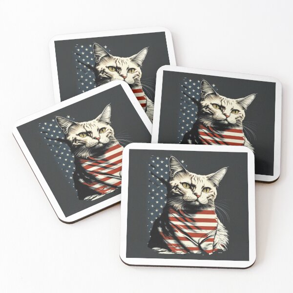 Item preview, Patriotic feline cat with black red white flag designed and sold by BlueGoldArt.