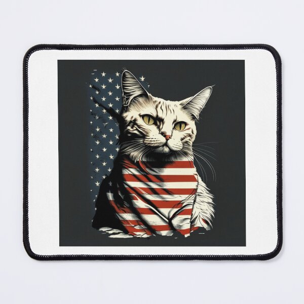 Item preview, Patriotic feline cat with black red white flag designed and sold by BlueGoldArt.