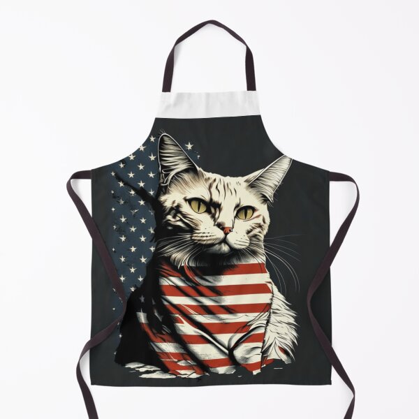 Item preview, Patriotic feline cat with black red white flag designed and sold by BlueGoldArt.