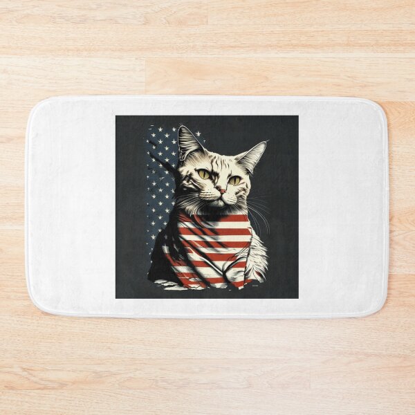 Item preview, Patriotic feline cat with black red white flag designed and sold by BlueGoldArt.
