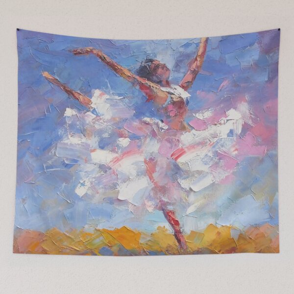 Item preview, Ballet dancer, ballerina on a blue background, abstract painting designed and sold by clon-dot-net.