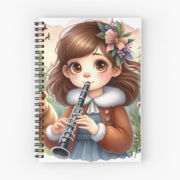 Item preview, Girl in coat playing clarinet in woods with brown bears designed and sold by ElegantTeaTime.
