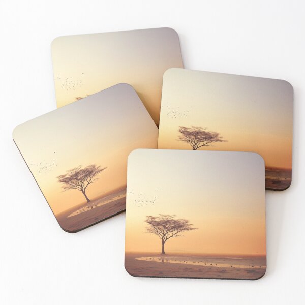 Item preview, Hazy sunset field with lonely tree - Landscape photography designed and sold by TheArtistOf2022.