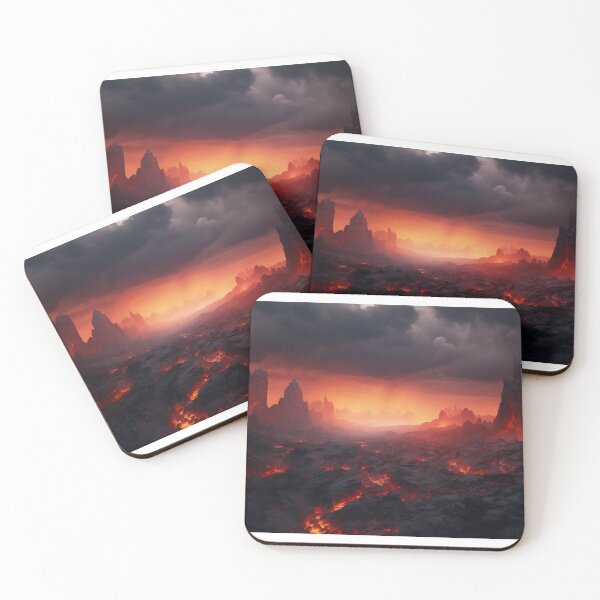 Item preview, Volcano eruption with lava in ground at sunset - Landscape photography designed and sold by TheArtistOf2022.