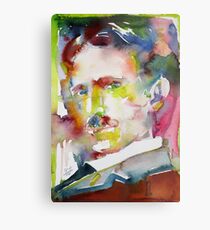 NIKOLA TESLA - watercolor portrait.10 Metal Print
