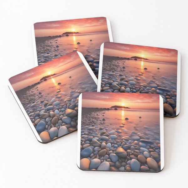Item preview, Rocky beach at sunset in long exposure - Landscape photography designed and sold by TheArtistOf2022.