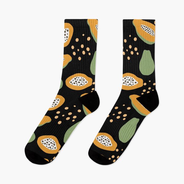 Item preview, Tropical Papaya Fruit Pattern on Black designed and sold by HotHibiscus.