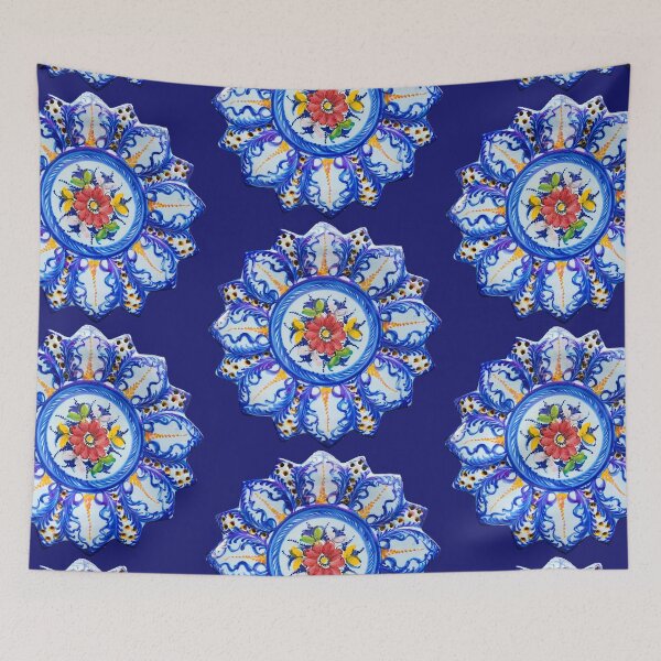 Item preview, Old Vintage Vestal Alcobaca Majolica Portugal Blue Floral Ceramic designed and sold by WheresMyMojo.