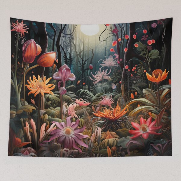 Item preview, Moonlit Exotic Flower Garden designed and sold by whitecat23.