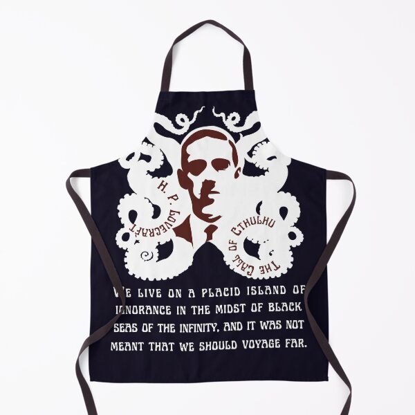 Item preview, H.P. Lovecraft portrait and quote: We live on a placid island of ignorance in the midst of black seas of infinity, and it was not meant that we should voyage far. designed and sold by artbleed.