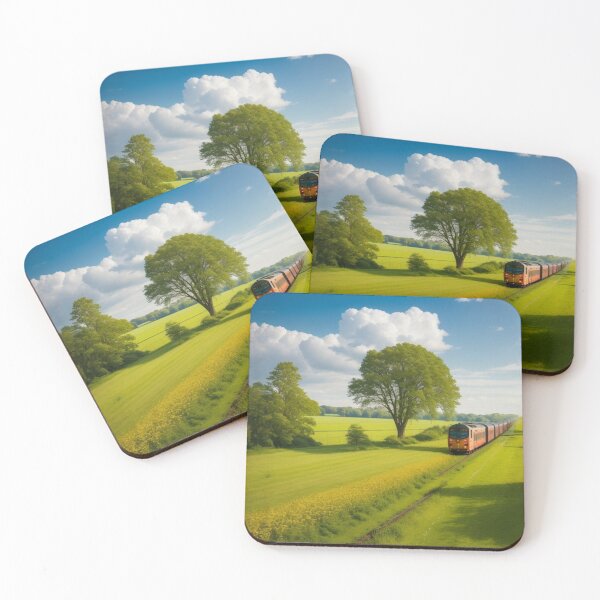 Item preview, A train passing through a big field with trees designed and sold by YasminYANNI.
