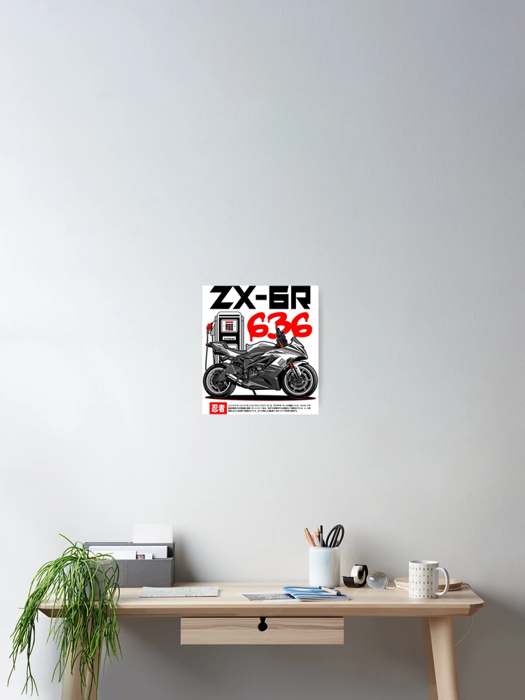 Kawasaki ZX-6 R pencil silhouette motorcycle art naked bike