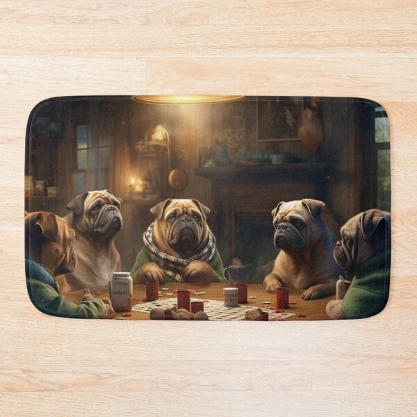 Artikelvorschau, Ölgemälde, lustige Tiere, Hunde, die Poker spielen, Karten, Möpse, Glücksspiel, Kunstwerk A321 entworfen und verkauft von MPCFICTION.