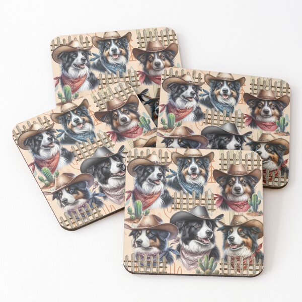 Item preview, Border Collie Herding Dogs in Cowboy Hats Western designed and sold by Animals-on-me.