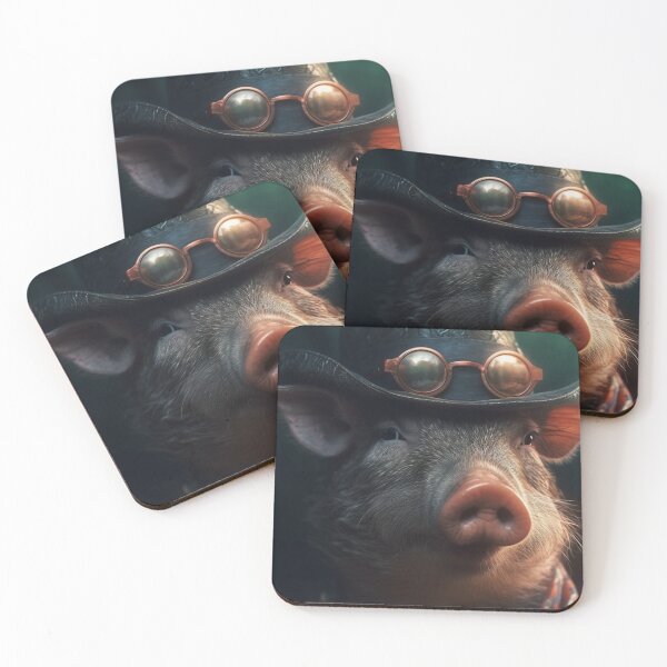 Item preview, Silly Cute Farm Animals Funny Artwork Pig in a Hat Unique Adorable Pet Art A310 designed and sold by MPCFICTION.
