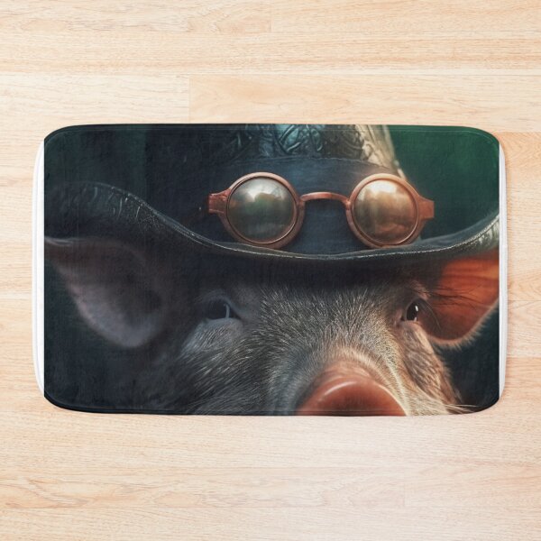 Item preview, Silly Cute Farm Animals Funny Artwork Pig in a Hat Unique Adorable Pet Art A310 designed and sold by MPCFICTION.