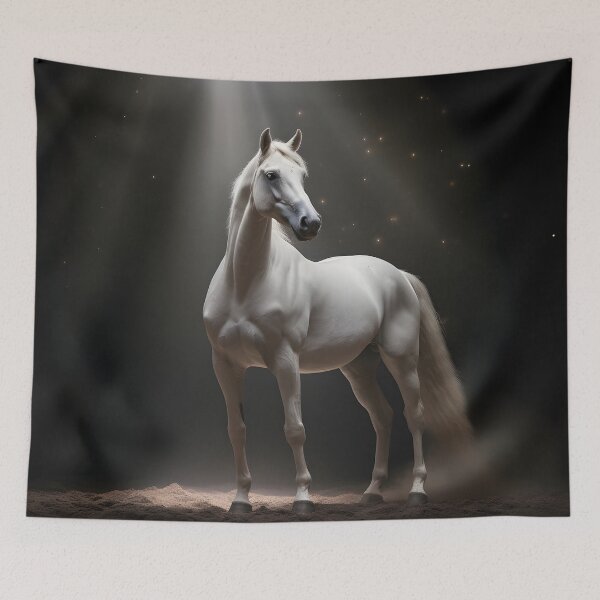 Item preview, cinematic photography of a white horse designed and sold by dcrc.