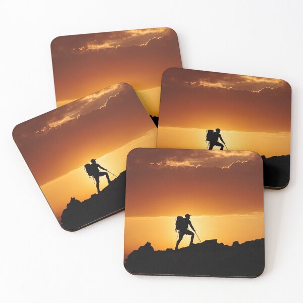 Item preview, Mountaineer at mountain peak in sunset designed and sold by stevanovicigor.
