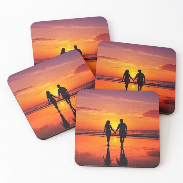 Item preview, Couple walking hand in hand towards the sunset on horizon designed and sold by stevanovicigor.
